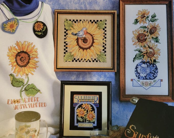 American School of Needlework Sunflowers Cross Stitch Pattern. Used Condition. Free Shipping.