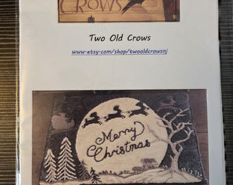 Two Old Crows Santas Midnight Ride Punch Needle Pattern. Estate Sale Preowned Good Condition. Free SHIPPING.