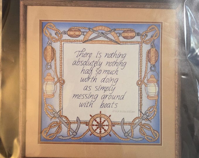 Golden Bee Nautical Saying Stamped Cross Stitch Kit. FREE SHIPPING. Preowned Older Condition.