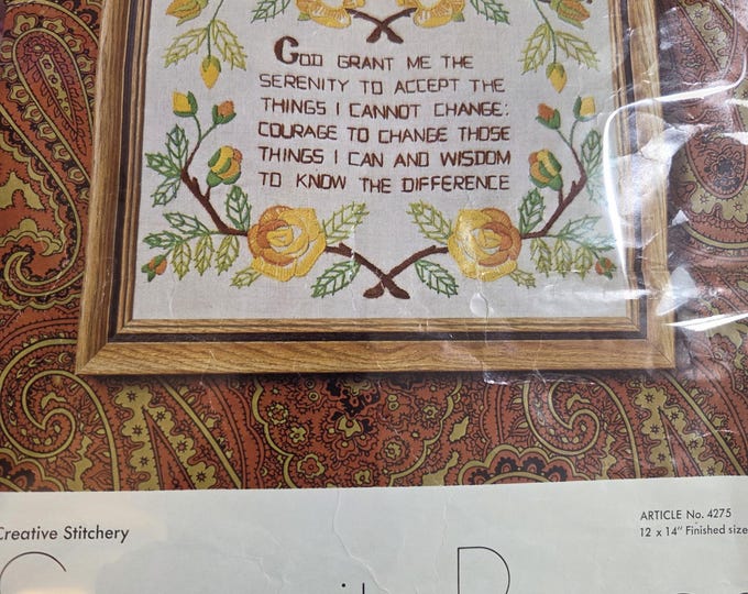 Creative Stitchery Serenity Prayer Crewel Kit. FREE SHIPPING. Older Condition. Repackaged in a Polybag.