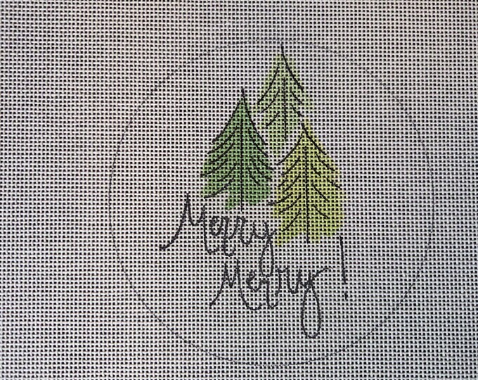 Camilla Moss Merry Merry Needlepoint Canvas with Threads.  18 Mesh 4.5" Round. Preowned Estate Sale Like New Condition. Free Shipping.