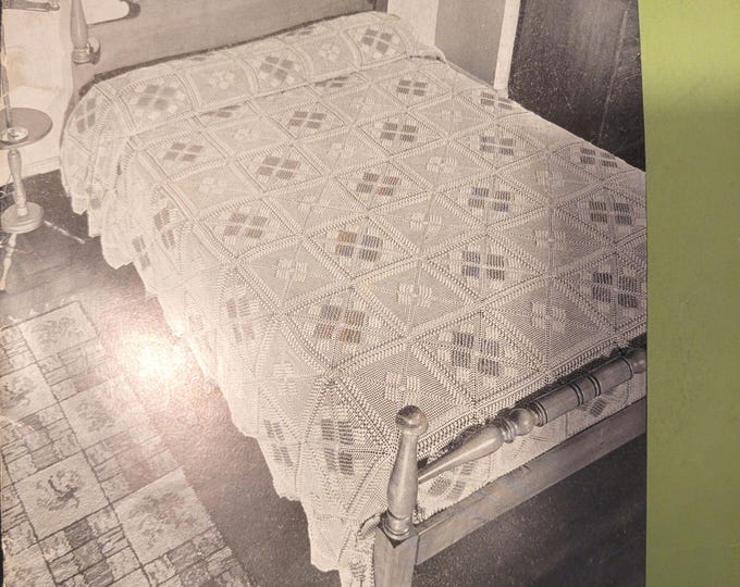 Vintage c 1936 Bedspreads, Table cloths and Pillows to crochet. Vol. 15. Crochet Pattern. FREE SHIPPING.