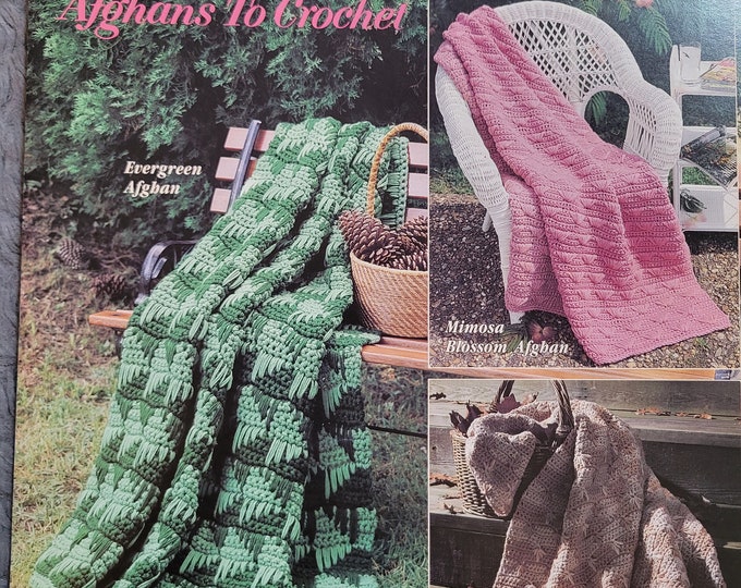 Vintage Leisure Arts Touched By Nature Afghans To Crochet. Crochet Pattern. FREE SHIPPING.