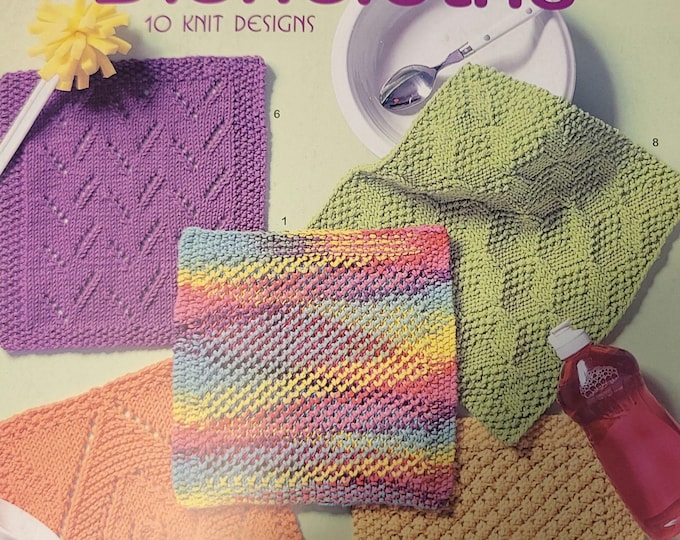 Leisure Arts Kitchen Bright Dishcloths Knit Pattern. FREE SHIPPING.