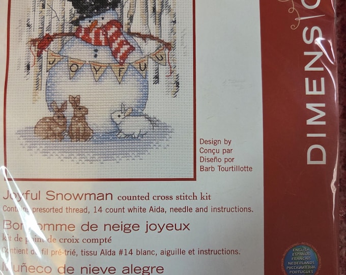Dimensions Joyful Snowman Counted Cross Stitch Kit. FREE SHIPPING. Good Condition.