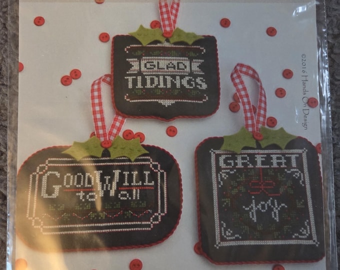 Hands on Designs Christmas Collection Part 2 Chalkboard Ornaments Cross Stitch Pattern. Free Shipping. Good Condition.