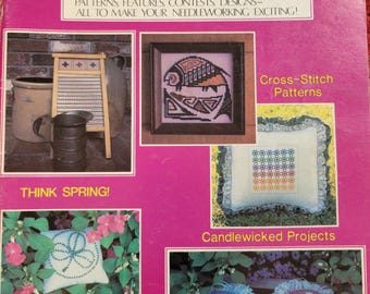 Womens Circle Counted Cross Stitch and Candlewicking Spring 1986.  Free Shipping. Used Condition
