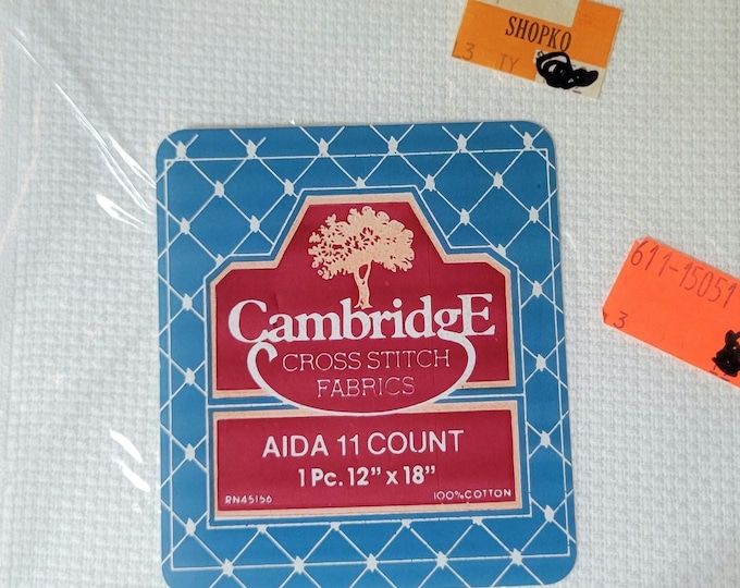 Cambridge Aida Cloth 11ct 12"x18" white. FREE SHIPPING.