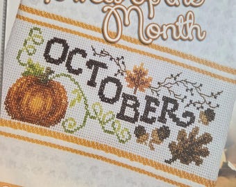 Stoney Creek Towels of the Month October Cross Stitch Pattern. Free SHIPPING. Used Condition.