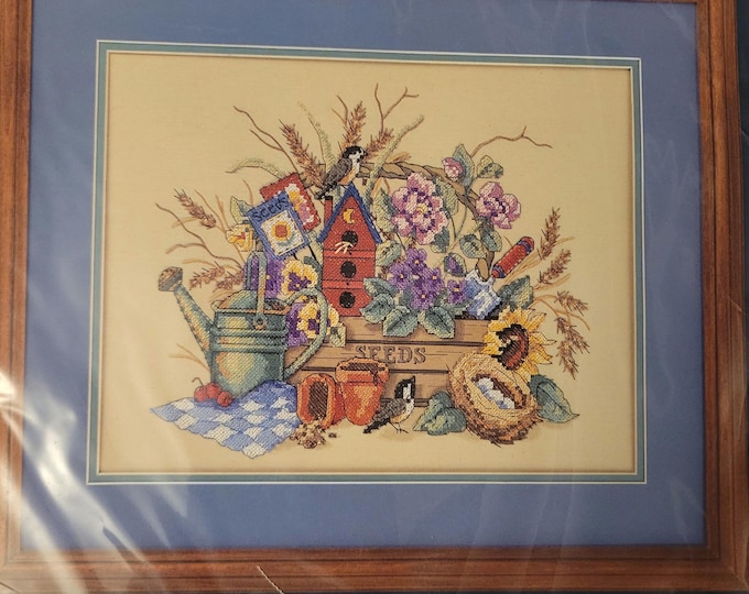 Sunset The Seed Basket Stamped Cross Stitch Kit. FREE SHIPPING. Good Condition.