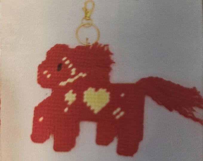 Red Pony Keychain, Bag Charm Needlepoint Kit. FREE SHIPPING. New Condition. Great for Beginners.