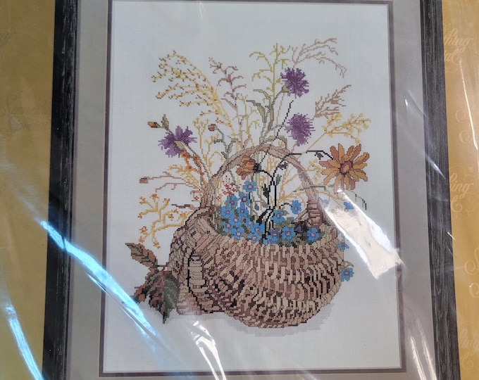 Candamar Something Special Basket of Wild Flowers Counted Cross Stitch Kit. FREE SHIPPING. Good Condition.
