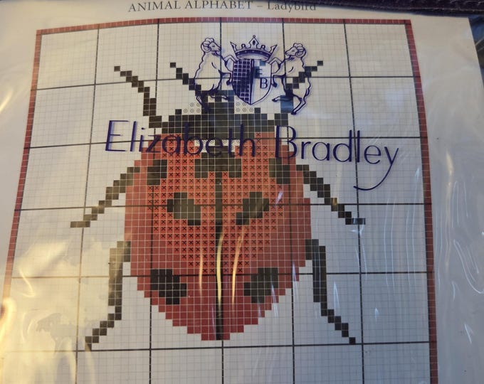 Elizabeth Bradley Ladybug Luxury Mini Needlepoint Canvas Kit. 10 Mesh 6"x6". Preowned Estate Sale Like New Condition. Free Shipping.