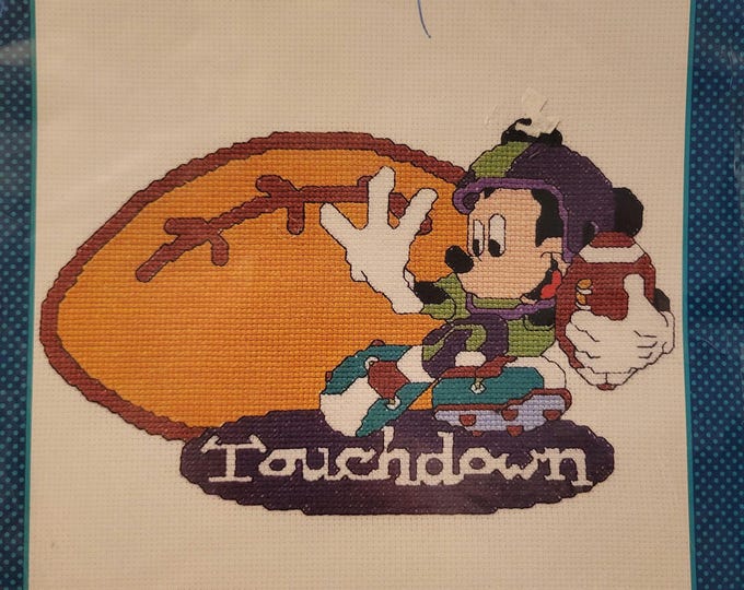Mickey Unlimited Touchdown Cross Stitch Kit. FREE SHIPPING. New Condition.