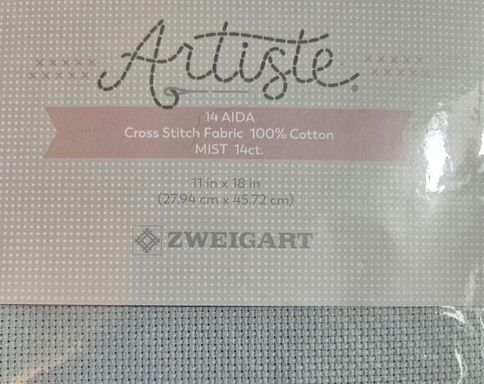 14ct Zweigart Artiste Aida 11"x18" Mist. FREE SHIPPING.
