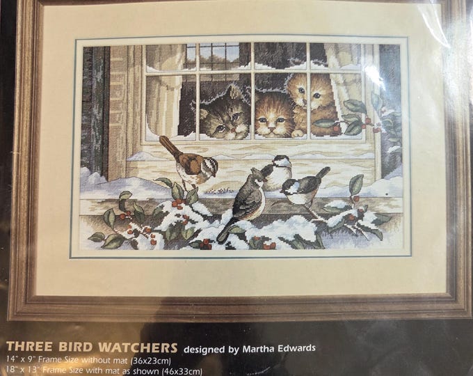Dimensions Three Bird Watchers Counted Cross Stitch Kit. FREE SHIPPING. New Condition.