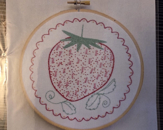 Cozy Blue Strawberry Iron On Embroidery Pattern. Estate Sale Preowned Good Condition.