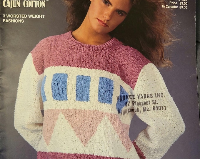 Bernat Cajun Cotton 3 Worsted Weight Fashions Book 650 Knit Pattern. Free Shipping