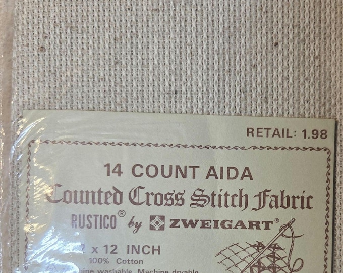 Zweigert Aida Cloth 14 ct 12"x12" oatmeal. FREE SHIPPING.