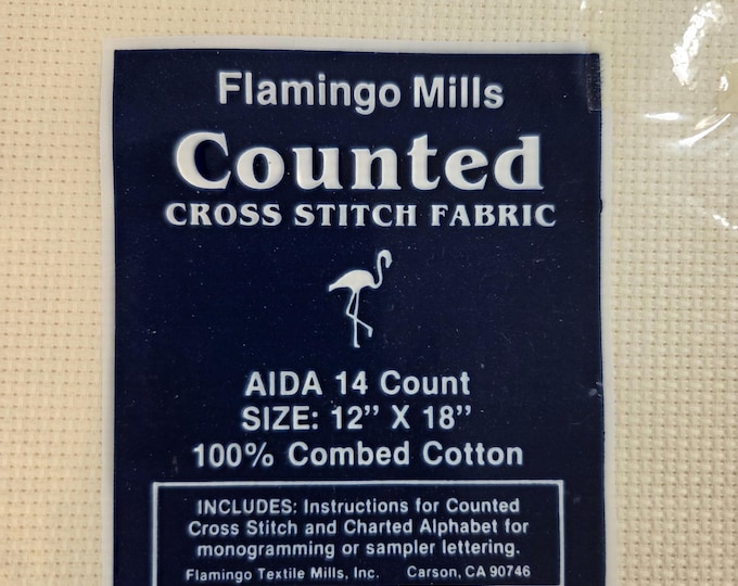 Flamingo Mills Aida Cloth 14 ct 12"x18" ecru. FREE SHIPPING.