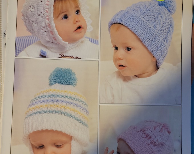 Vintage Peter Gregory Double Knitting Baby Hats Pattern