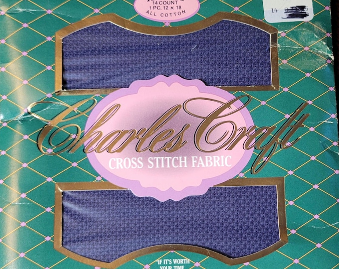 Charles Craft Aida Cloth 14 ct 12"x18" navy. FREE SHIPPING.