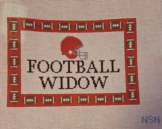 Football Window Painted Needlepoint Canvas 10.2"x7"  finished size #13 mesh. New Condition. Free Shipping.