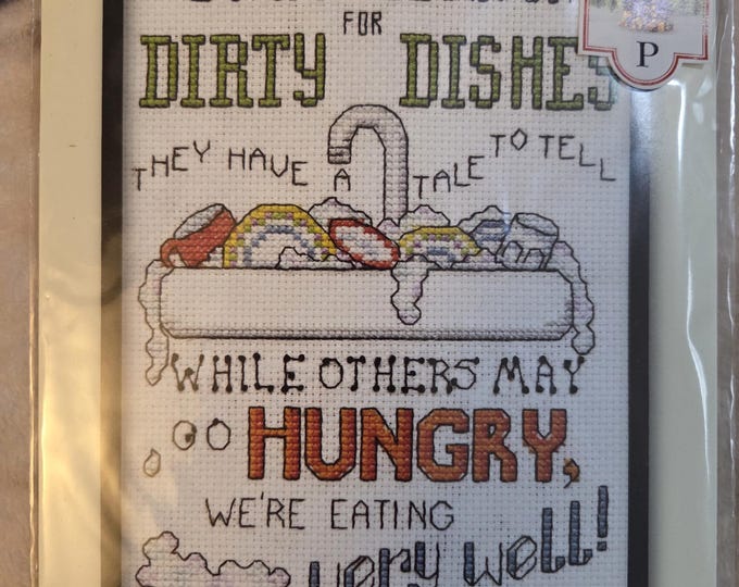 Design Works Dirty Dishes Counted Cross Stitch Kit. FREE SHIPPING. Preowned Good Condition.