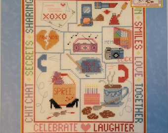 Candamar Designs Friends R Forever Cross Stitch Pattern. FREE SHIPPING. Used Condition. Some checkmarks in pen.