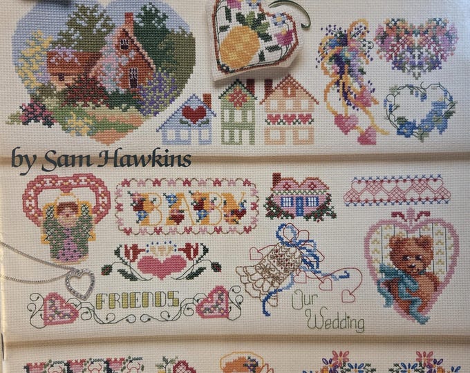 American School of Needlework 50 Hearts Cross Stitch Pattern. Free Shipping. Preowned Used Condition.