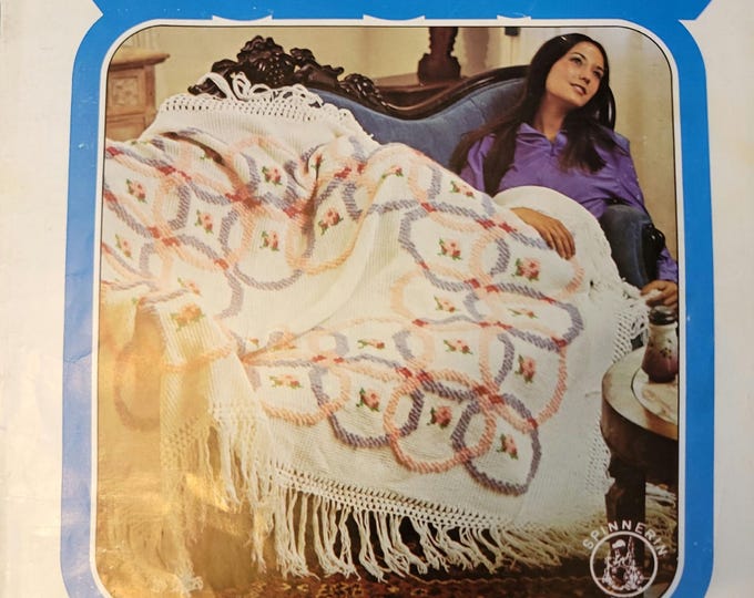 Vintage Spinnerin The Afganery Knit and Crochet Pattern. FREE SHIPPING.