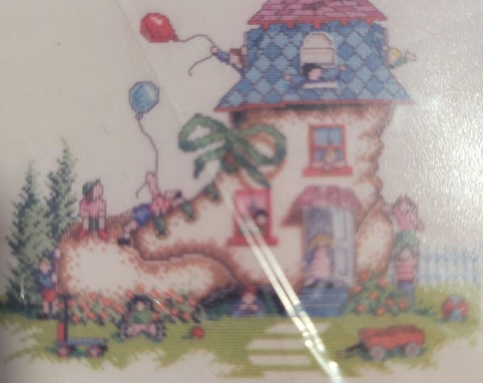 Old Woman Who Lived in the Shoe Cross Stitch Kit. FREE SHIPPING.