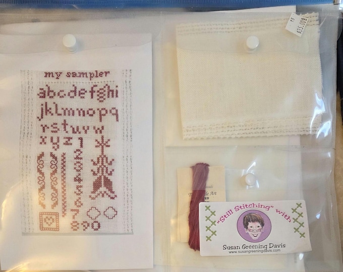 Susan Greening Davis Still Stitching My Petite Sampler Cross Stitch Kit. FREE SHIPPING. Preowned Condition.