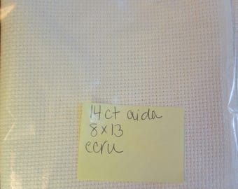 14ct 8"x13" aida cloth ecru. FREE SHIPPING.