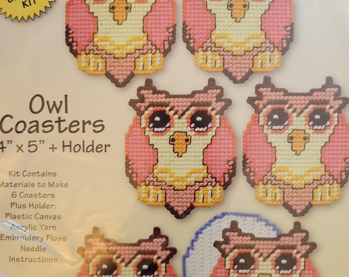 Design Works Owl Coasters Plastic Canvas Kit FREE SHIPPING. Good Condition. Good for ornaments as well.