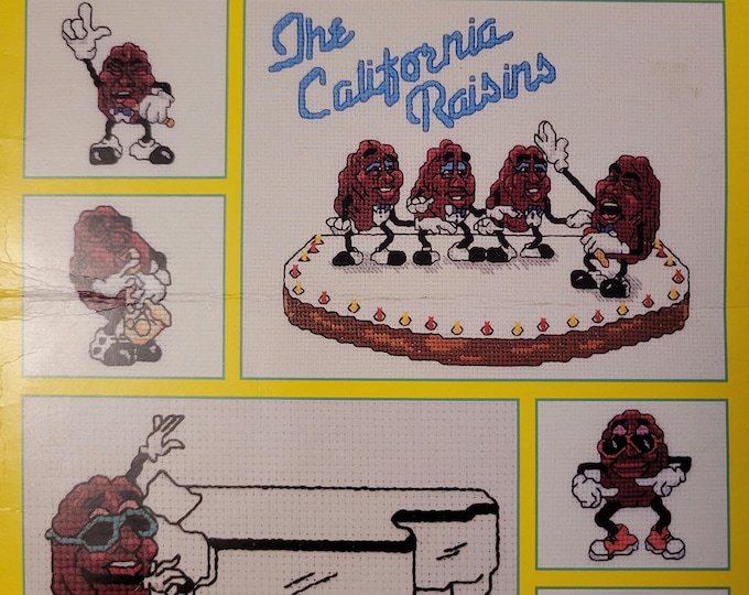 The California Raisins Mini-Raisins in Concert Cross Stitch Pattern. FREE SHIPPING