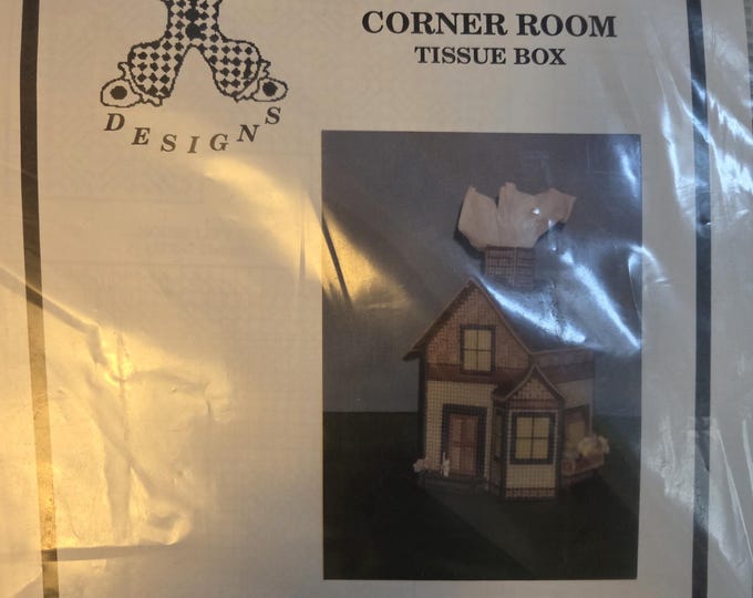 LuvLee Designs Corner Room Tissue Box Cover Plastic Canvas Kit FREE SHIPPING. Older Good Condition.