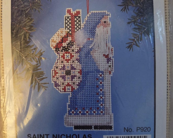 Heirloom Santas Saint Nicholas Cross Stitch Christmas Ornament Kit. FREE Shipping. Older Retaped Package.