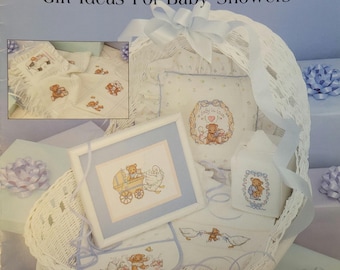 Vintage Leisure Arts With Baby In Mind Gift Ideas For Baby Showers Cross Stitch Pattern. Free SHIPPING.