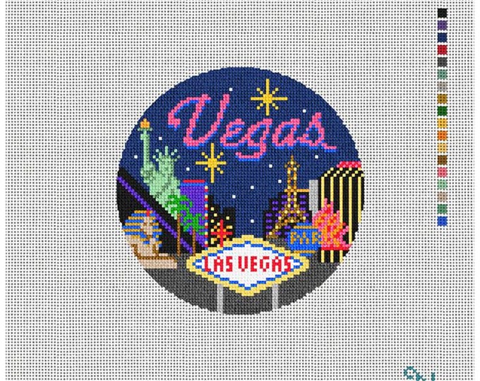 Las Vegas Needlepoint Canvas. 18 Mesh 5" Round. New Condition. Free Shipping.