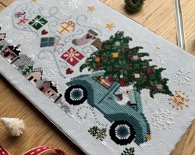 Driving Home For Christmas Counted Cross Stitch Kit. FREE SHIPPING. New Condition.