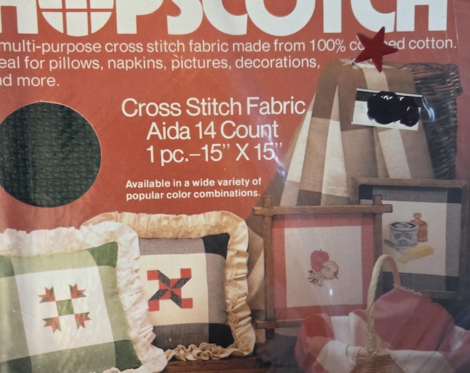 Charles Craft Hopscotch 14ct 15x15 Aida Cloth Red. FREE SHIPPING.