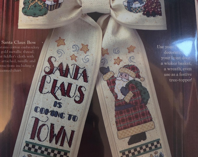 Dimensions Debbie Mumm Front Door Santa Claus Bow Counted Cross Stitch Kit. FREE SHIPPING. Repackaged in a polybag.