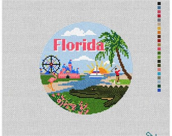 Florida Needlepoint Canvas. 18 Mesh 4" Round. New Condition. Free Shipping.