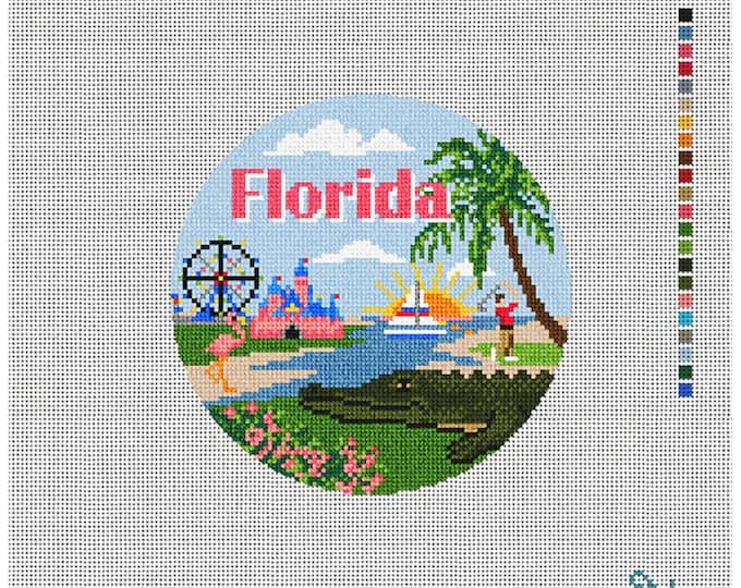 Florida Needlepoint Canvas. 18 Mesh 5" Round. New Condition. Free Shipping.