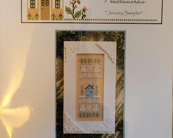 Country Cottage Needleworks Sampler of the Month Cross Stitch Pattern. FREE Shipping. Good Condition.