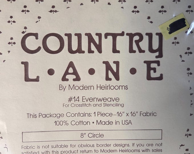 Country Lane #14 Evenweave 16x16 Fabric with 8" Circle Red. FREE SHIPPING.
