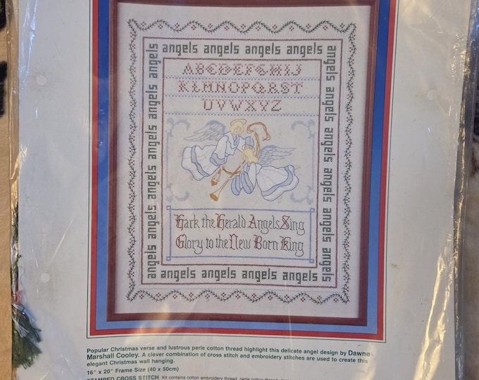 Dimensions Christmas Angel Sampler Stamped Cross Stitch Kit. FREE SHIPPING. Preowned Older Condition.