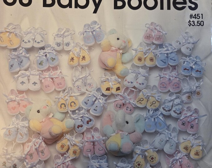 Jeanette Crews One Nighters 50 Baby Booties Cross Stitch Pattern. FREE SHIPPING. Used Condition.