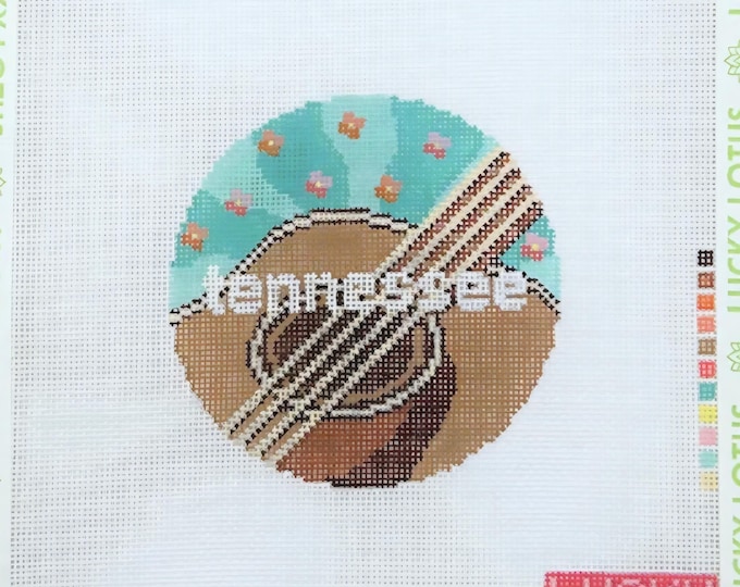 Tennessee 4inch Round 18 Mesh Needlepoint Canvas. FREE SHIPPING. New Condition. Lucky Lotus Design.